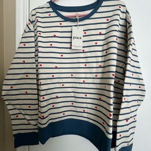 Pact Navy Striped Sweatshirt with Heart Details